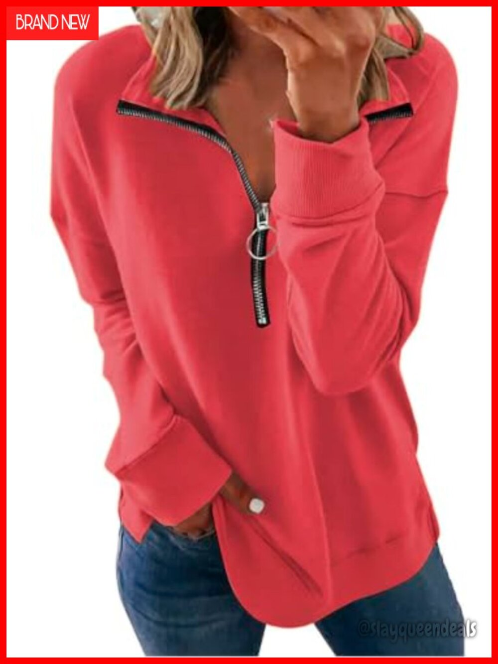 Quarter Zip Lightweight Sweatshirt Long Sleeve Casual Pullover Top